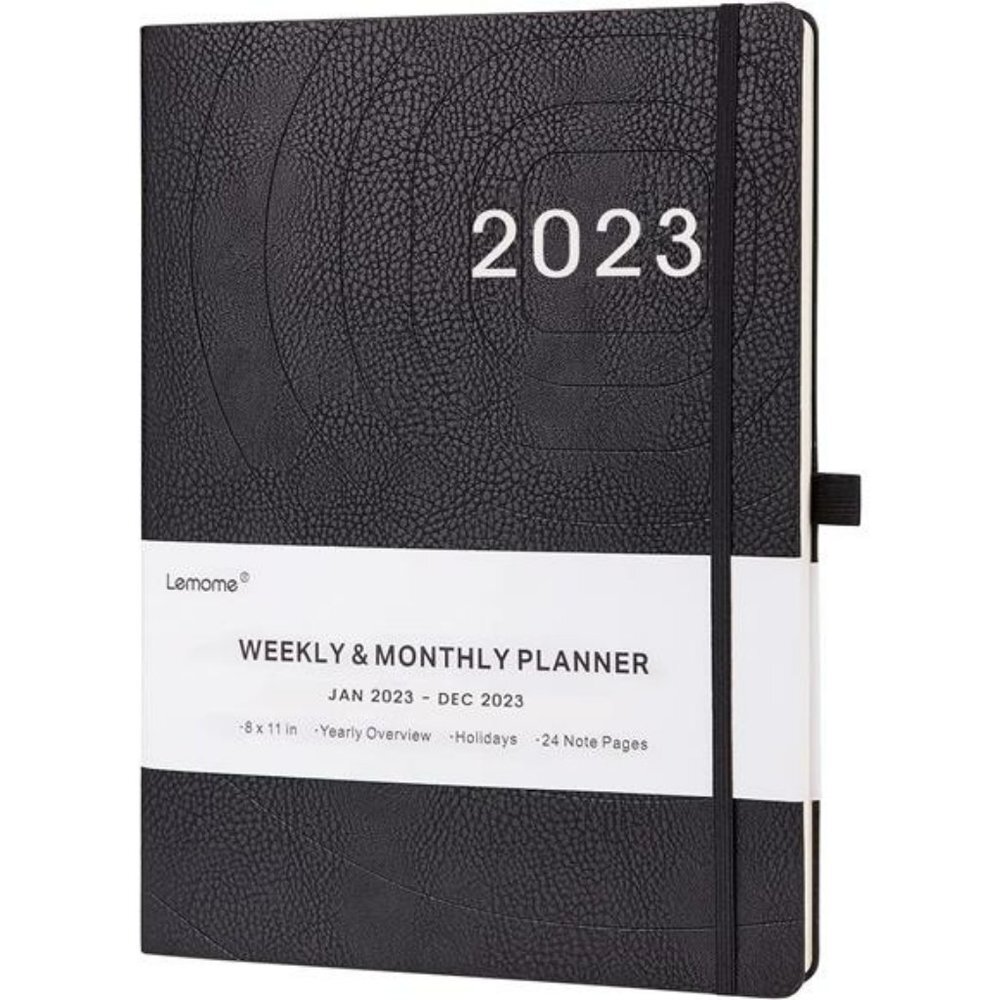 2023 Planner - Planner 2023 with Pen Loop, Inner Pocket, 8.5" x 11" - Black